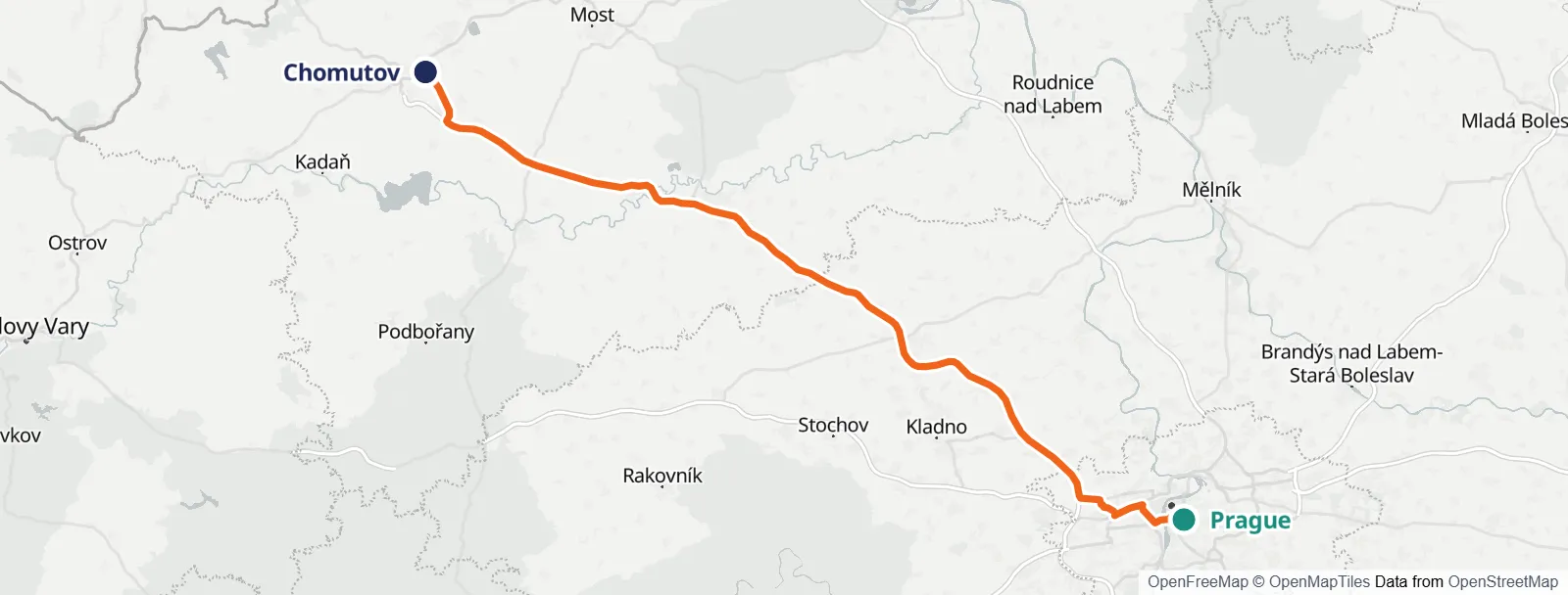 Карта маршрута: Prague – Chomutov